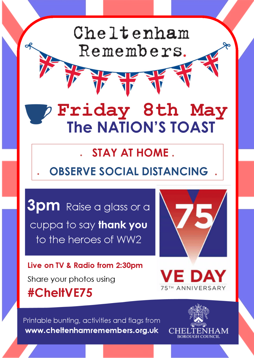 Cheltenham Remembers VE Day poster